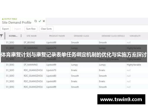 体育康复计划与康复记录表单任务绑定机制的优化与实施方案探讨